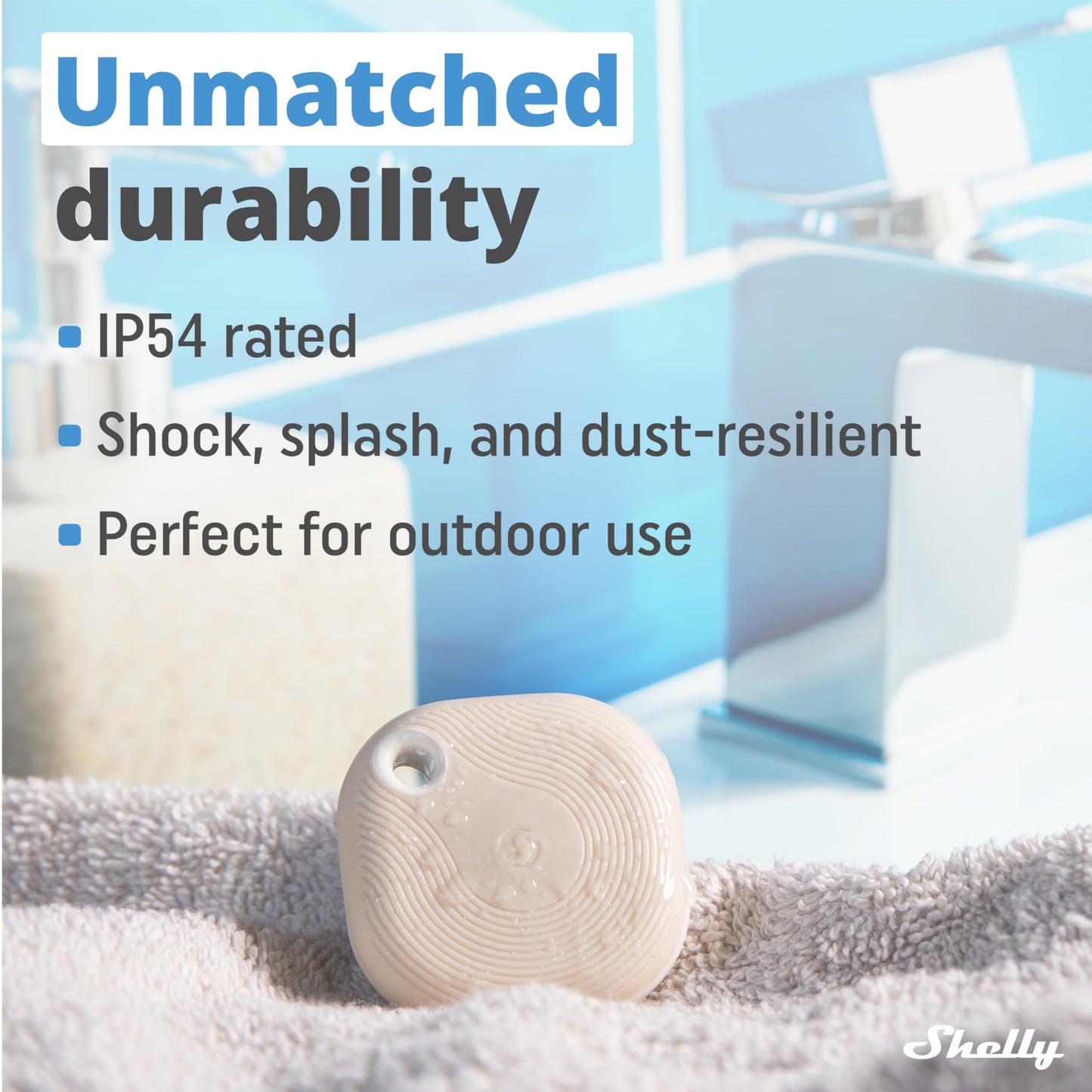 Shelly BLU Button Tough Nero,Pulsante intelligente controllato via Bluetooth,Dimmerazione, accensione e spegnimento di dispositivi e attivazione di scene domotiche,Grado IP54,Applicazione iOS Android