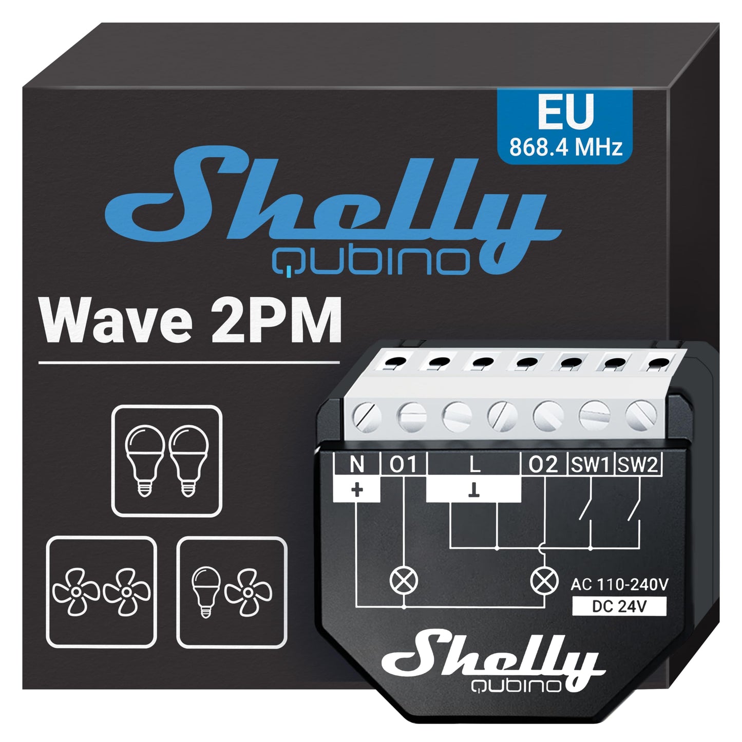 Shelly Wave 1, Interruttore Smart Relay Z-Wave con Contatti Puliti, 16A, Controllo Remoto per Luci e Porta del Garage, Basso Consumo Energetico, Ripetitore di Rete, Alta Affidabilità, SmartStart