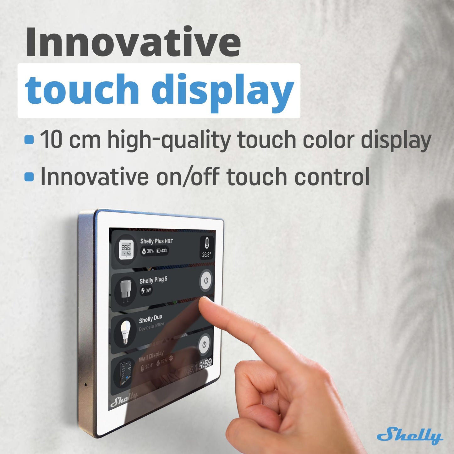 Shelly Wall Display - Blanco, Panello di Controllo Centrale per Casa Intelligente, Interrutore della parete 5A, Domotica, Compatible con Alexa e Google Home, Controllo remoto App iOS Android