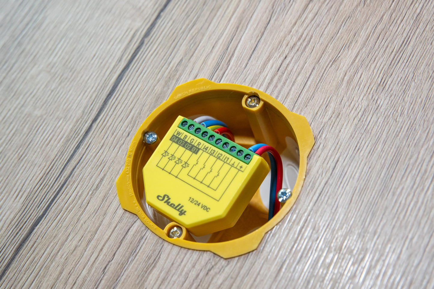 Shelly Plus RGBW PM, Modulo di controllo RGBW per strisce LED Wi-Fi & Bluetooth - 12-24 VDC, con Misuratore di consumo, Luce Bianca o Colorata Dimmerabile, Nessun Hub richiesto, App iOS Android