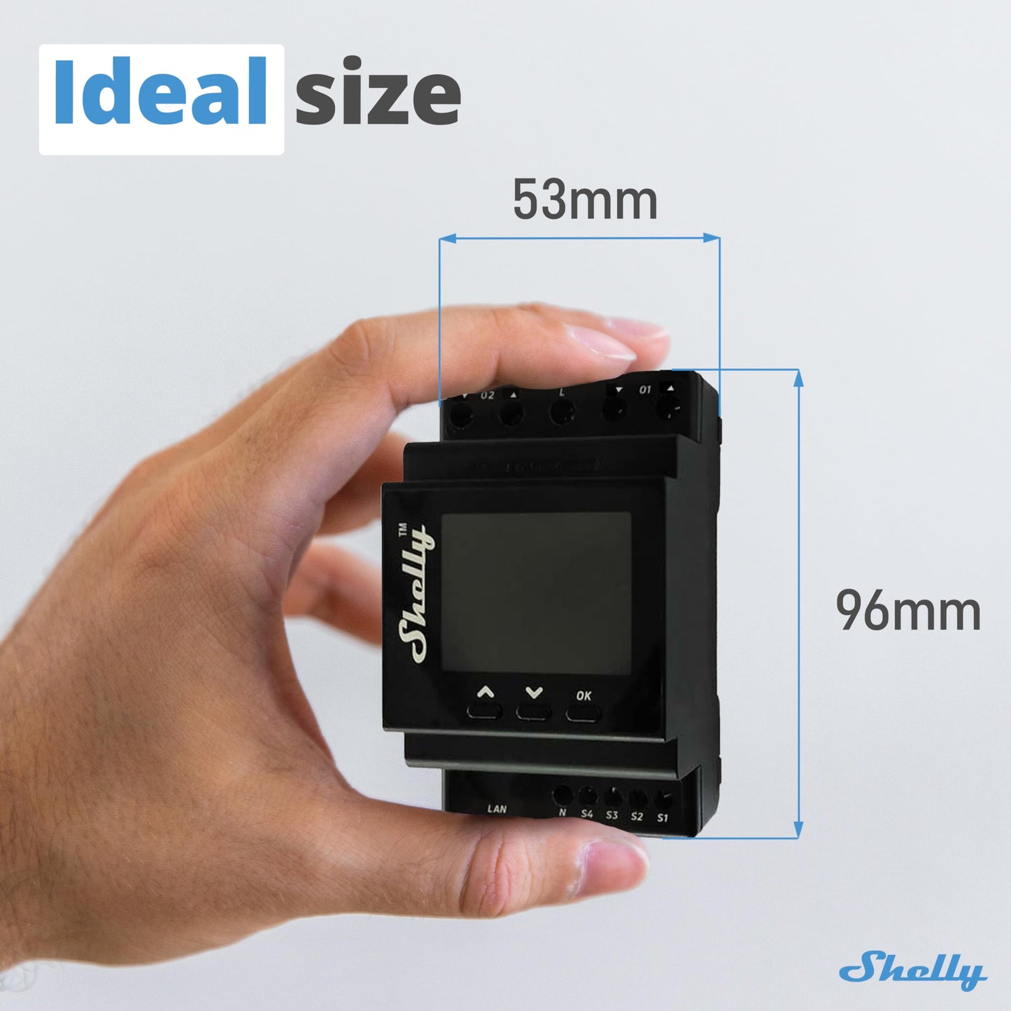 Shelly Pro 1PM - Relè Interrutore Intelligente su guida DIN con Misuratore di Consumo Elettrico, Lan Wi-Fi, Bluetooth, 1 canale - 16A, Controllo remoto App iOS Android, Alexa e Google Home
