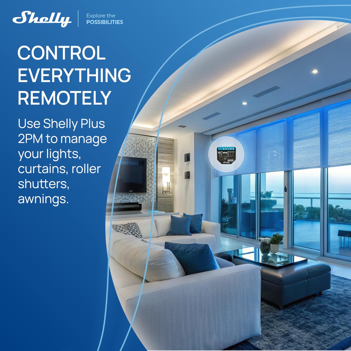 Shelly Plus 2PM, Interruttore Intelligente Relé WiFi & Bluetooth, 2 Prese Elettriche - 16A, Monitora i Consumi, Tende/Persiane/Tapparelle, Domotica, Nessun Hub, Alexa/Google Home, iOS Android, 2 Pezzi