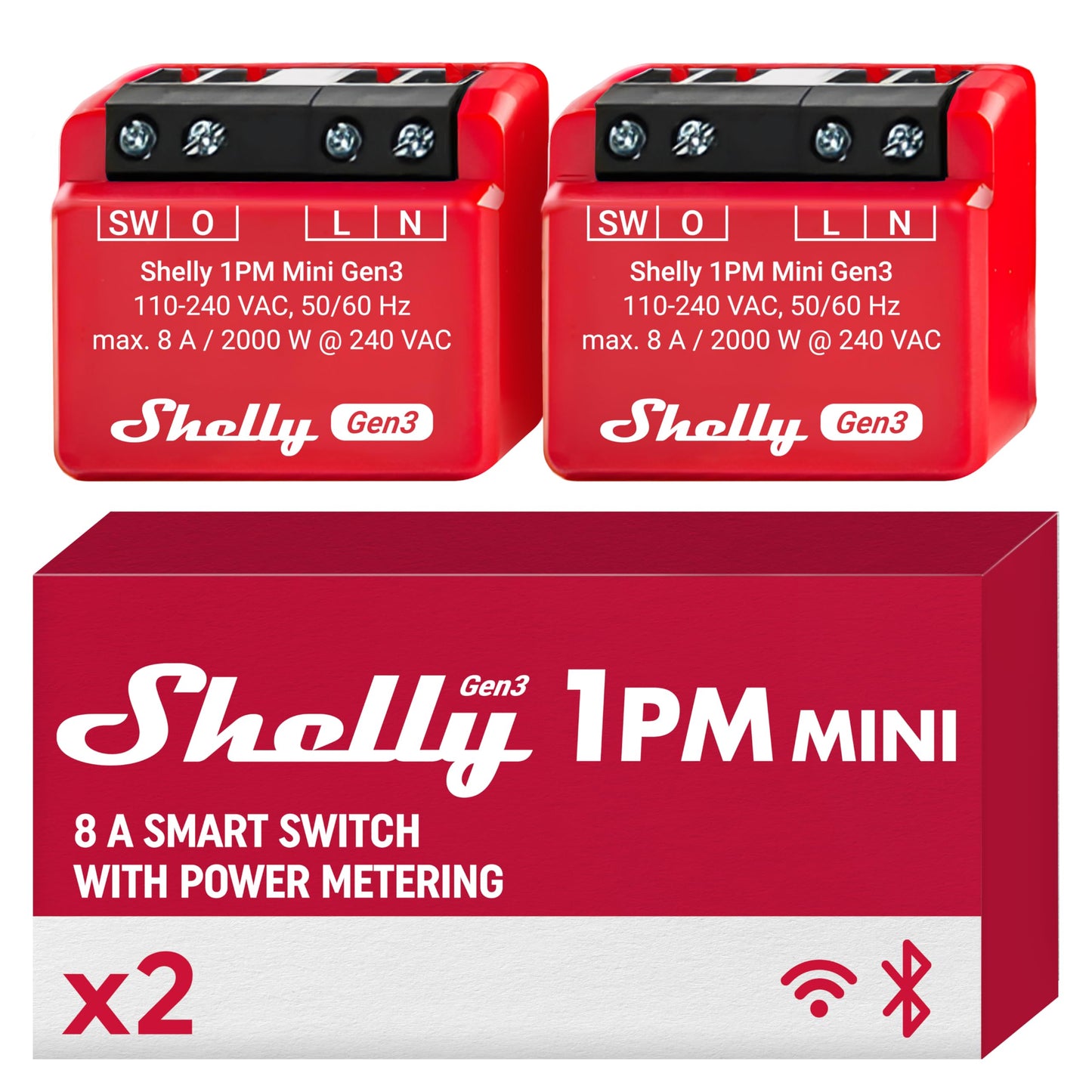 Shelly 1 Mini Gen3, Relè Intelligente WiFi e Bluetooth, 1 Canale, 8A, Domotica, Contatti Puliti, Controllo Remoto Luci, Dimensioni Compatte, Alexa e Google Home, iOS e Android, Nessun Hub Necessario