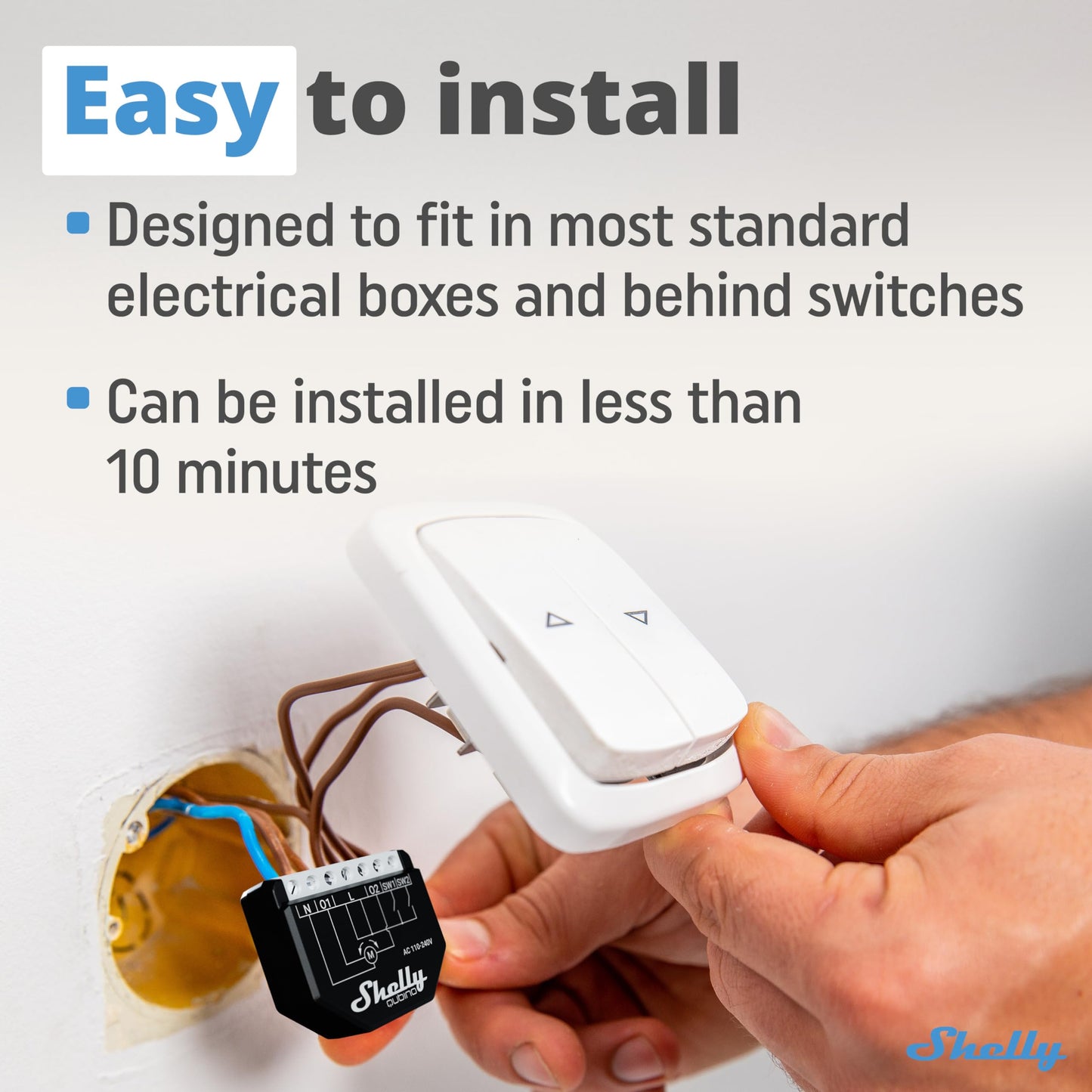 Shelly Wave 1, Interruttore Smart Relay Z-Wave con Contatti Puliti, 16A, Controllo Remoto per Luci e Porta del Garage, Basso Consumo Energetico, Ripetitore di Rete, Alta Affidabilità, SmartStart