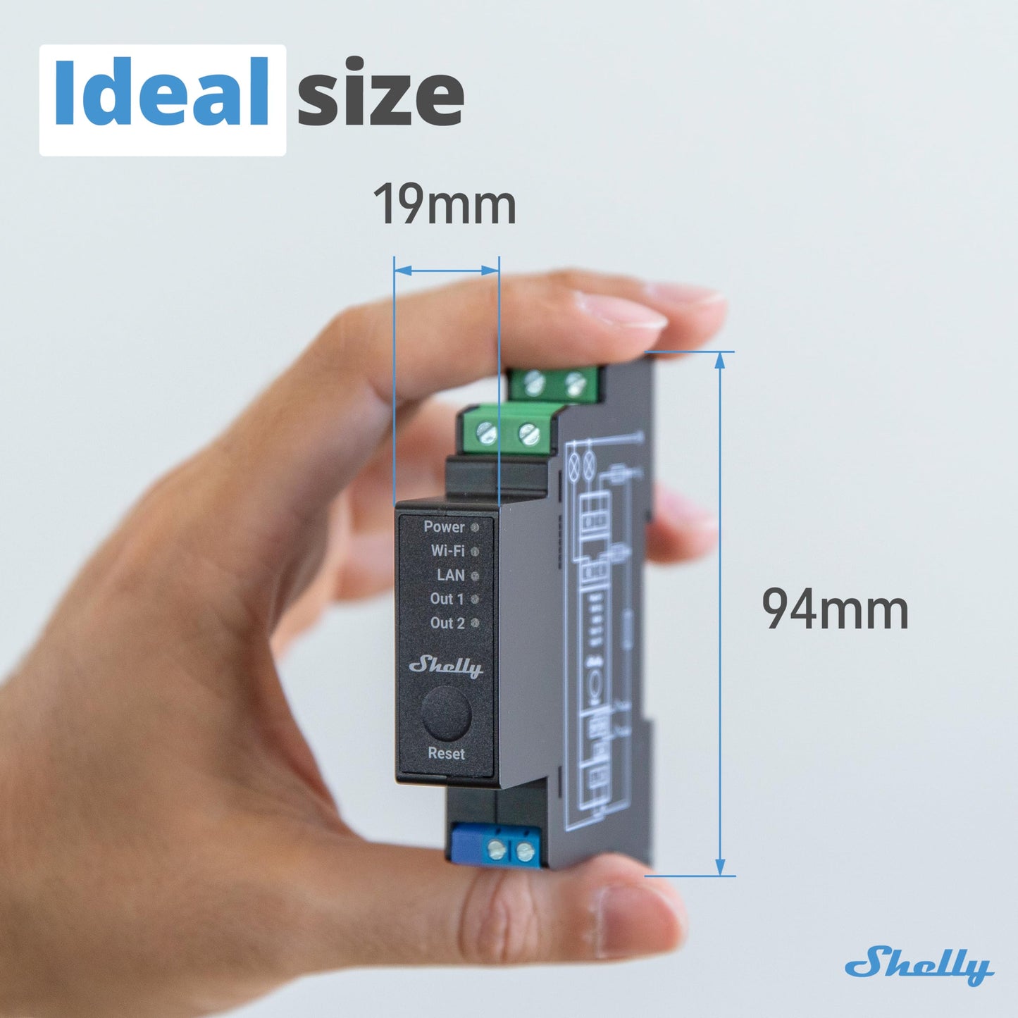 Shelly Pro 1PM - Relè Interrutore Intelligente su guida DIN con Misuratore di Consumo Elettrico, Lan Wi-Fi, Bluetooth, 1 canale - 16A, Controllo remoto App iOS Android, Alexa e Google Home