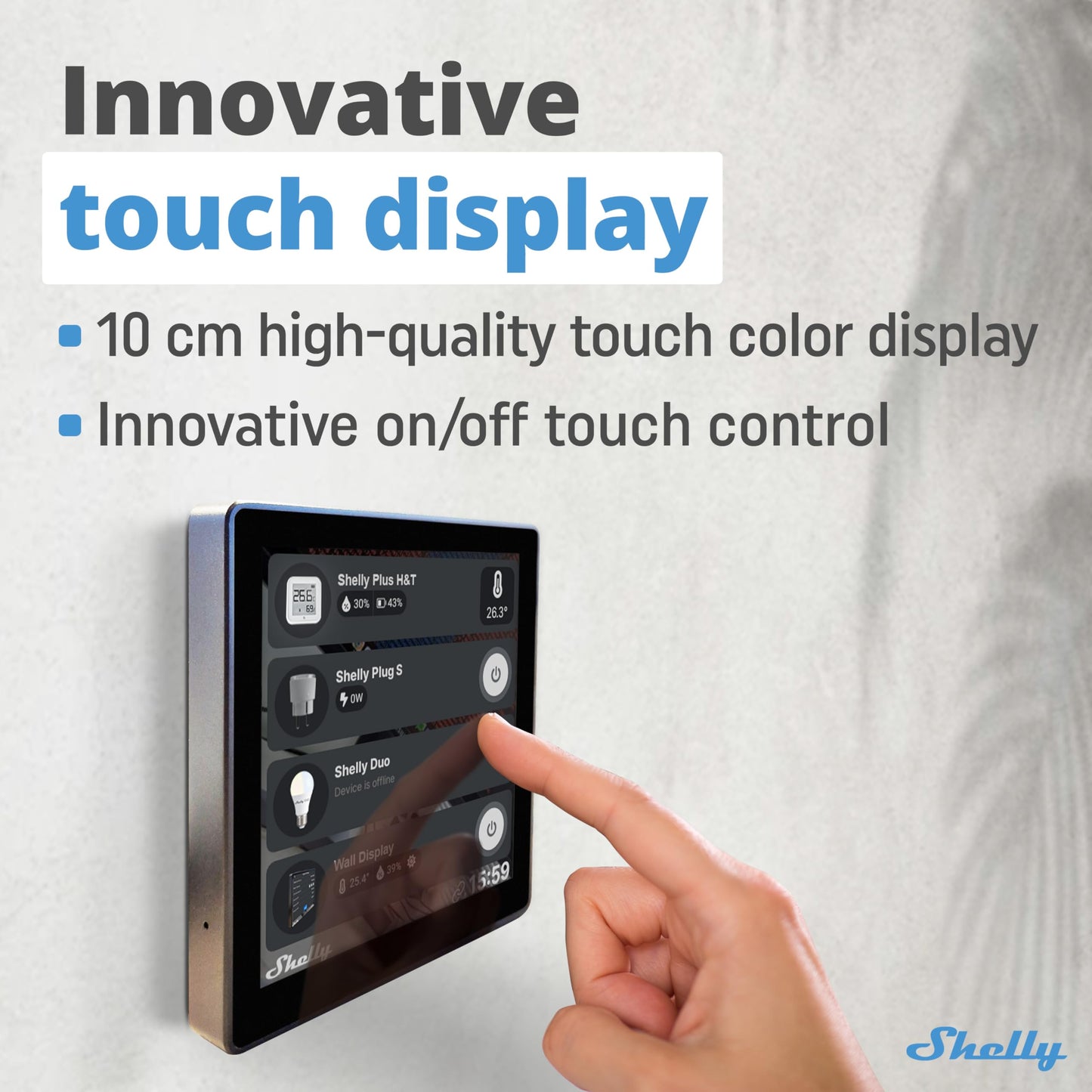 Shelly Wall Display - Blanco, Panello di Controllo Centrale per Casa Intelligente, Interrutore della parete 5A, Domotica, Compatible con Alexa e Google Home, Controllo remoto App iOS Android
