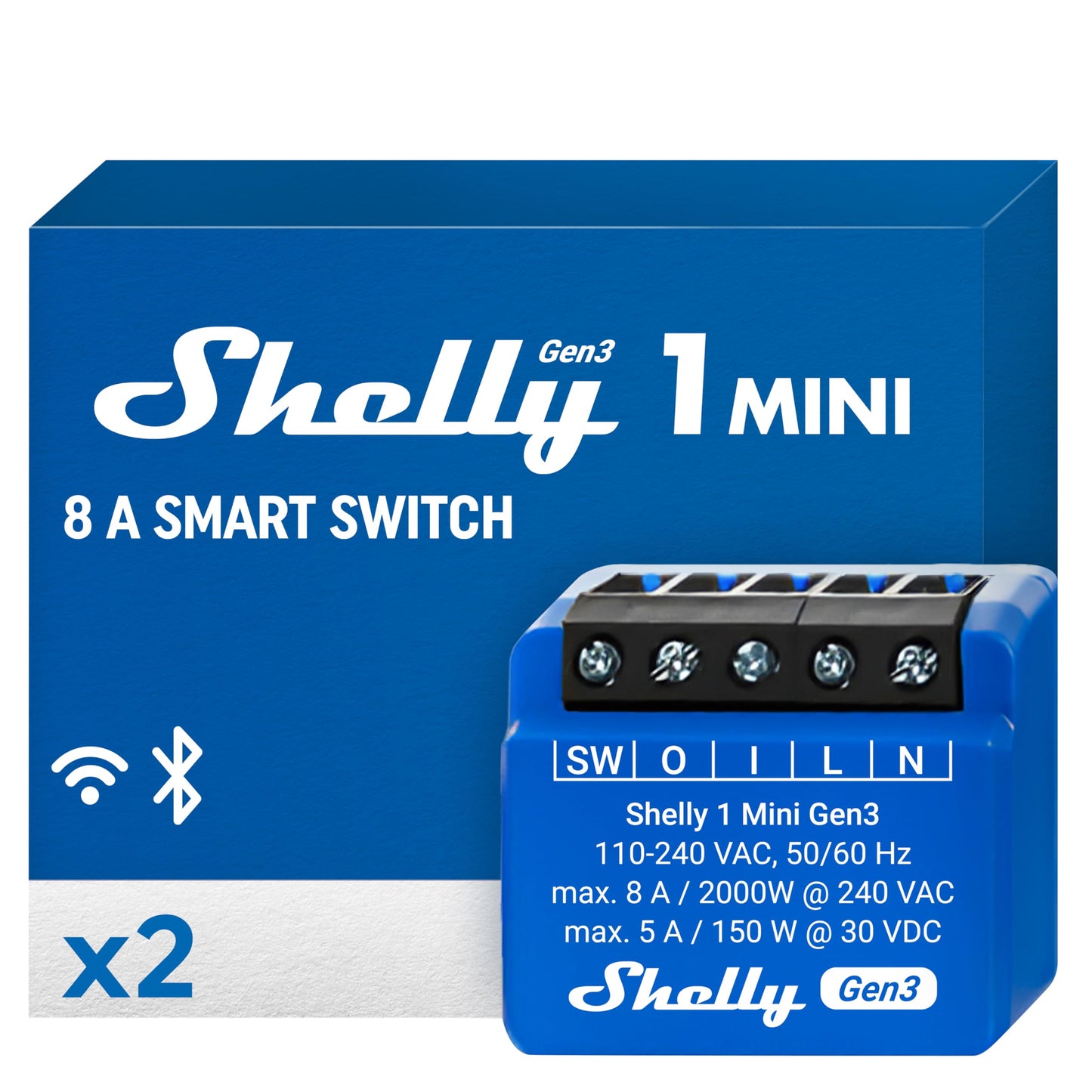 Shelly 1 Mini Gen3, Relè Intelligente WiFi e Bluetooth, 1 Canale, 8A, Domotica, Contatti Puliti, Controllo Remoto Luci, Dimensioni Compatte, Alexa e Google Home, iOS e Android, Nessun Hub Necessario