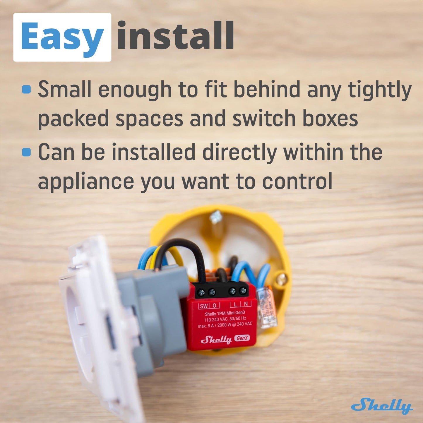 Shelly 1 Mini Gen3, Relè Intelligente WiFi e Bluetooth, 1 Canale, 8A, Domotica, Contatti Puliti, Controllo Remoto Luci, Dimensioni Compatte, Alexa e Google Home, iOS e Android, Nessun Hub Necessario
