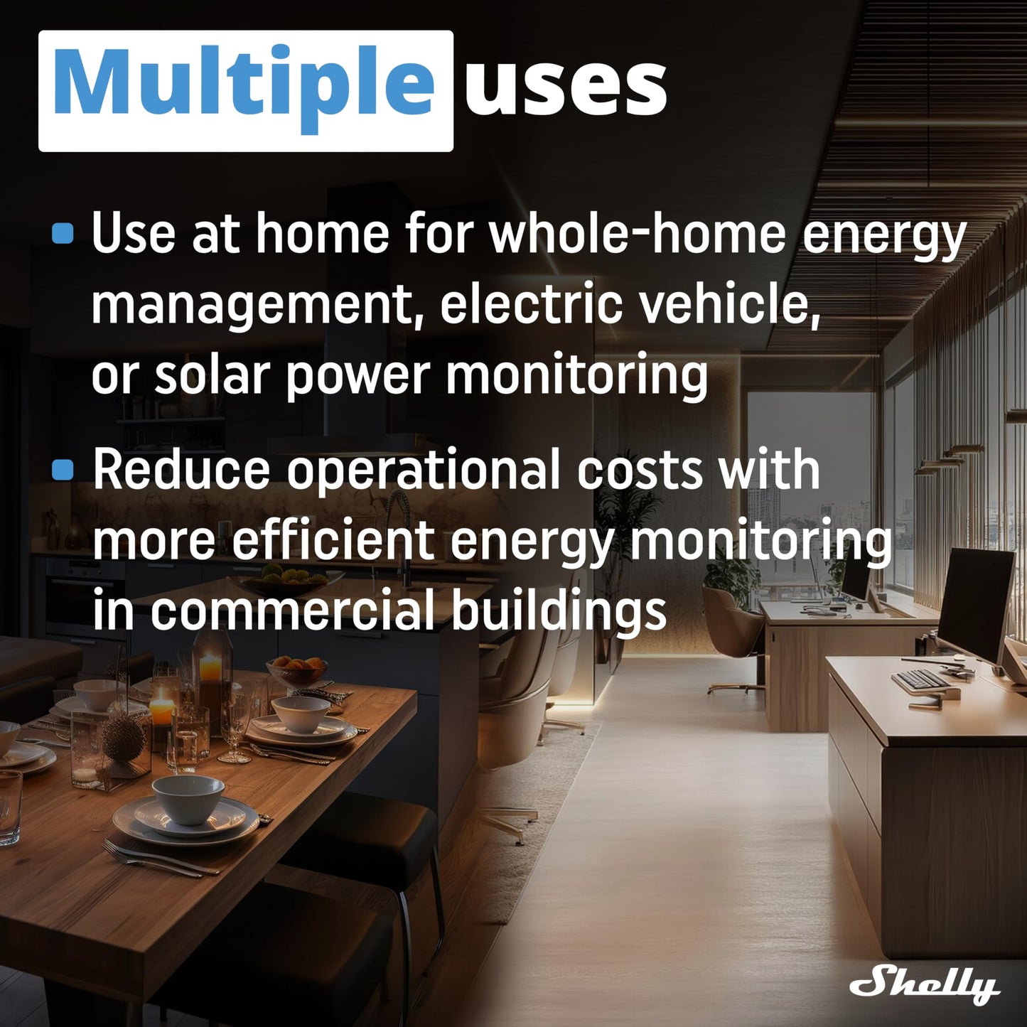 Shelly Pro EM 50A, Contatore di energia Wi-Fi e Bluetooth con comando a Contattori Con Misurazione Dei Consumi, Domotica, Compatibile Con Alexa e Google Home, Nessun Hub Richiest