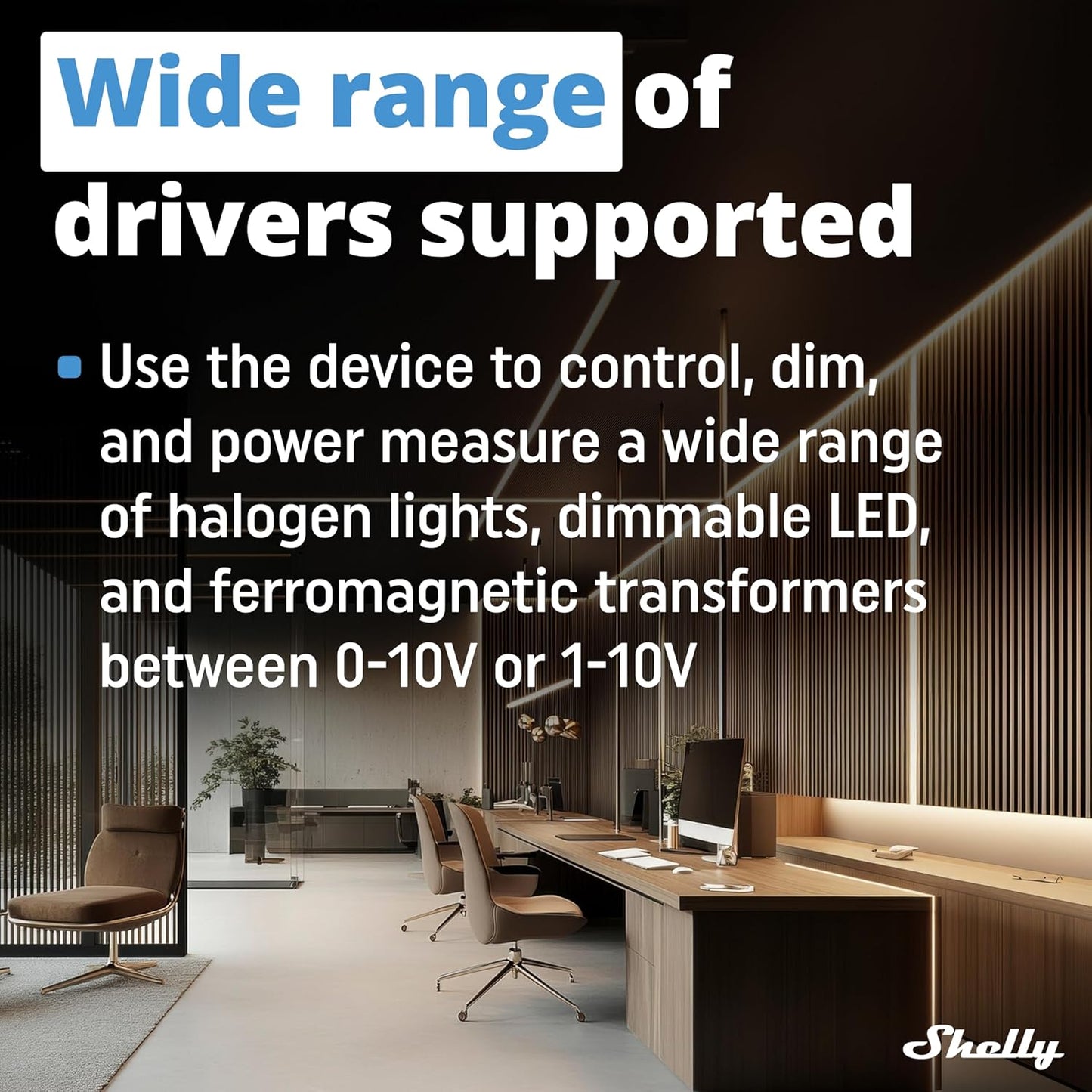 Shelly Pro Dimmer 0/1-10V PM, Regolatore di Luminosità Intelligente, Regolazione dell'intensità Luminosa, Misurazione della Potenza, Programmi Intelligenti, Nessun hub Richiesto, Wi-Fi, Bluetooth, LAN