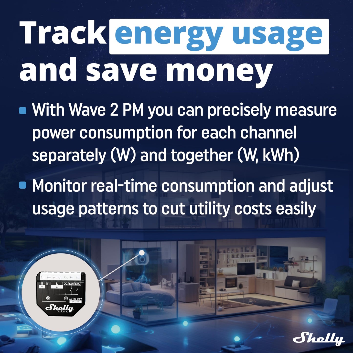 Shelly Wave 1, Interruttore Smart Relay Z-Wave con Contatti Puliti, 16A, Controllo Remoto per Luci e Porta del Garage, Basso Consumo Energetico, Ripetitore di Rete, Alta Affidabilità, SmartStart