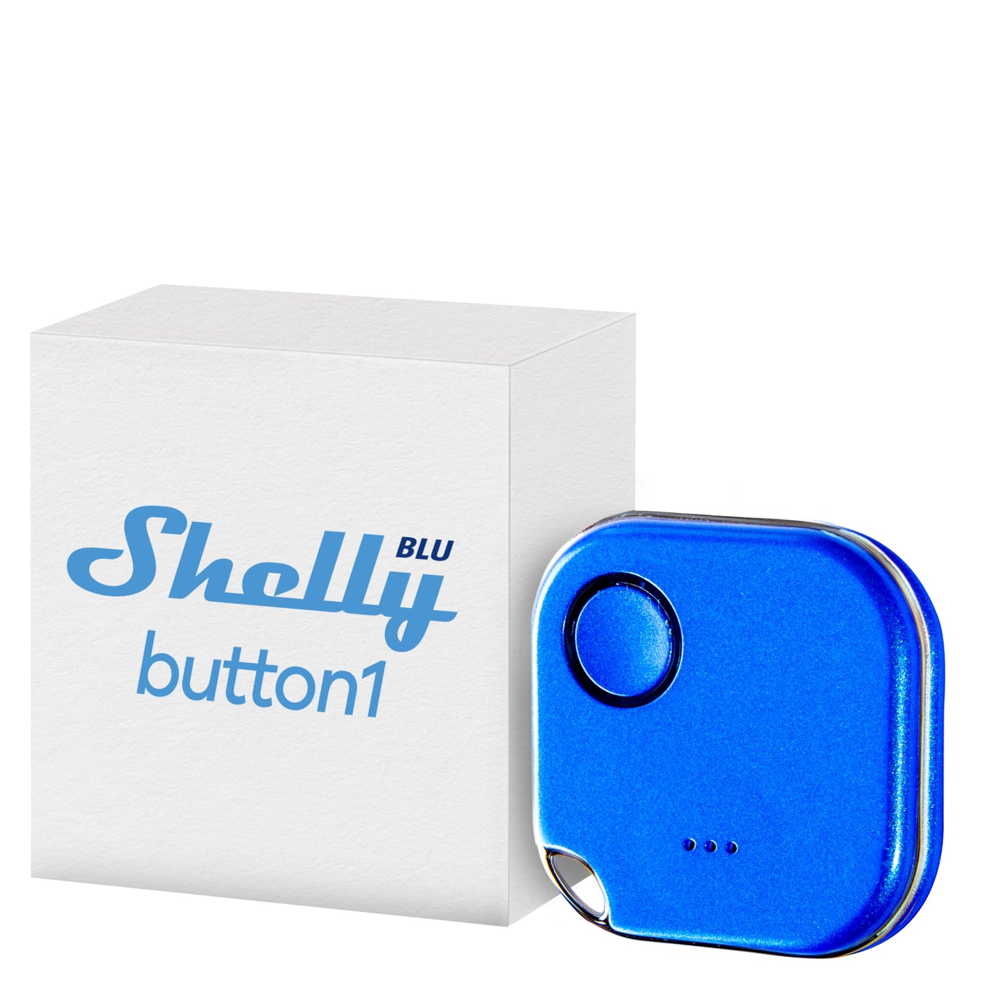 Shelly Blu Button 1 Bianco, pulsante smart, Bluetooth, Attivazione di azioni e Scene, Chiudi/Apri o spegnere/Accendere dispositivi Diversi, tre modalità di clic, durata batteria 2 anni