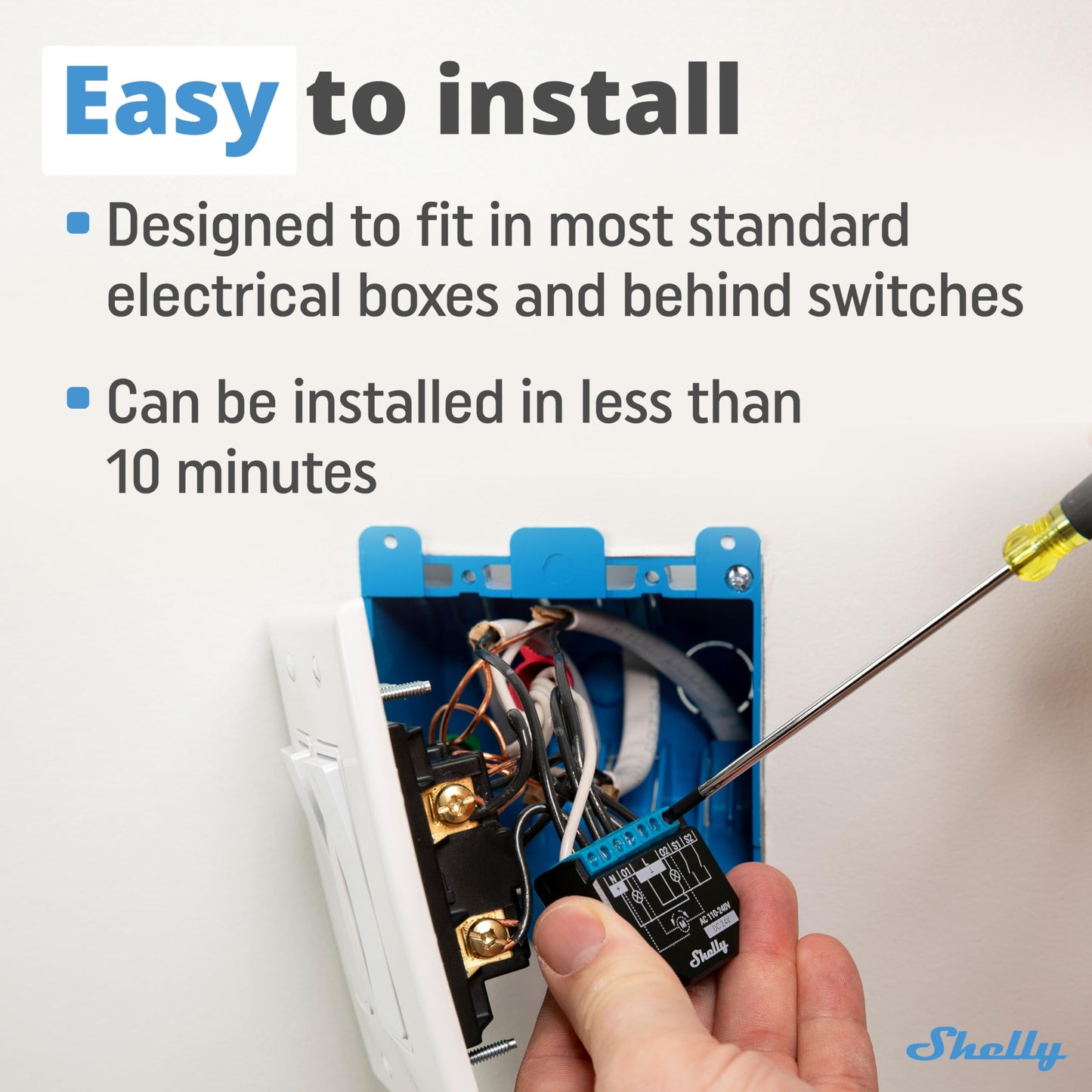 Shelly Plus 2PM - Set di 4 interruttori a doppio relè Smart Home, controllo digitale tramite App gratuita e Wi-Fi, funziona con Alexa e Google Home, per porte del garage e tapparelle