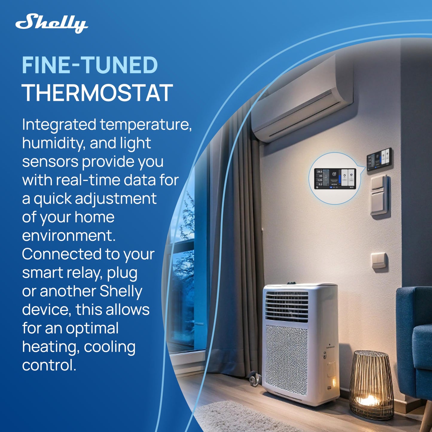 Shelly Wall Display X2 Nero, Pannello di Controllo Wi-Fi e Bluetooth da 6,95", Interruttore Integrato da 5A, Display a Colori, Termostato, Monitoraggio del Consumo, Domotica, Avvisi e Notifiche