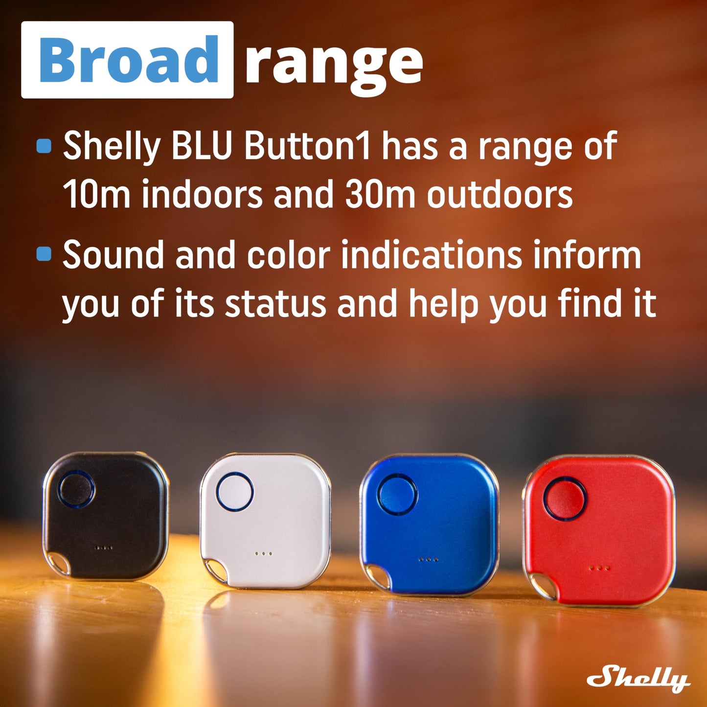 Shelly Blu Button 1 Bianco, pulsante smart, Bluetooth, Attivazione di azioni e Scene, Chiudi/Apri o spegnere/Accendere dispositivi Diversi, tre modalità di clic, durata batteria 2 anni