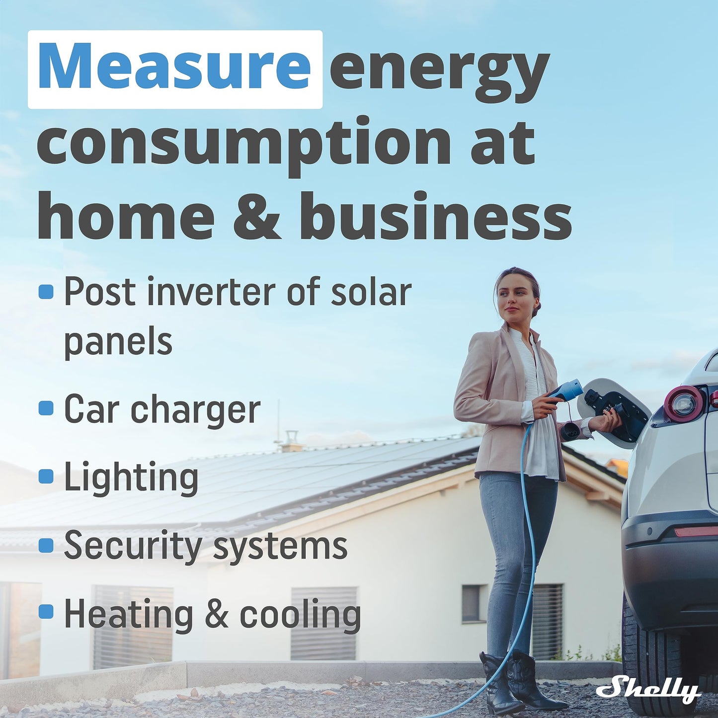 Shelly 3EM | Contatore di energia elettrica intelligente Wi-Fi, 3 canali -120A, Controllo contattore remoto, Monitoraggio fotovoltaico, Domotica, Compatibile con Alexa e Google Home, App iOS Android