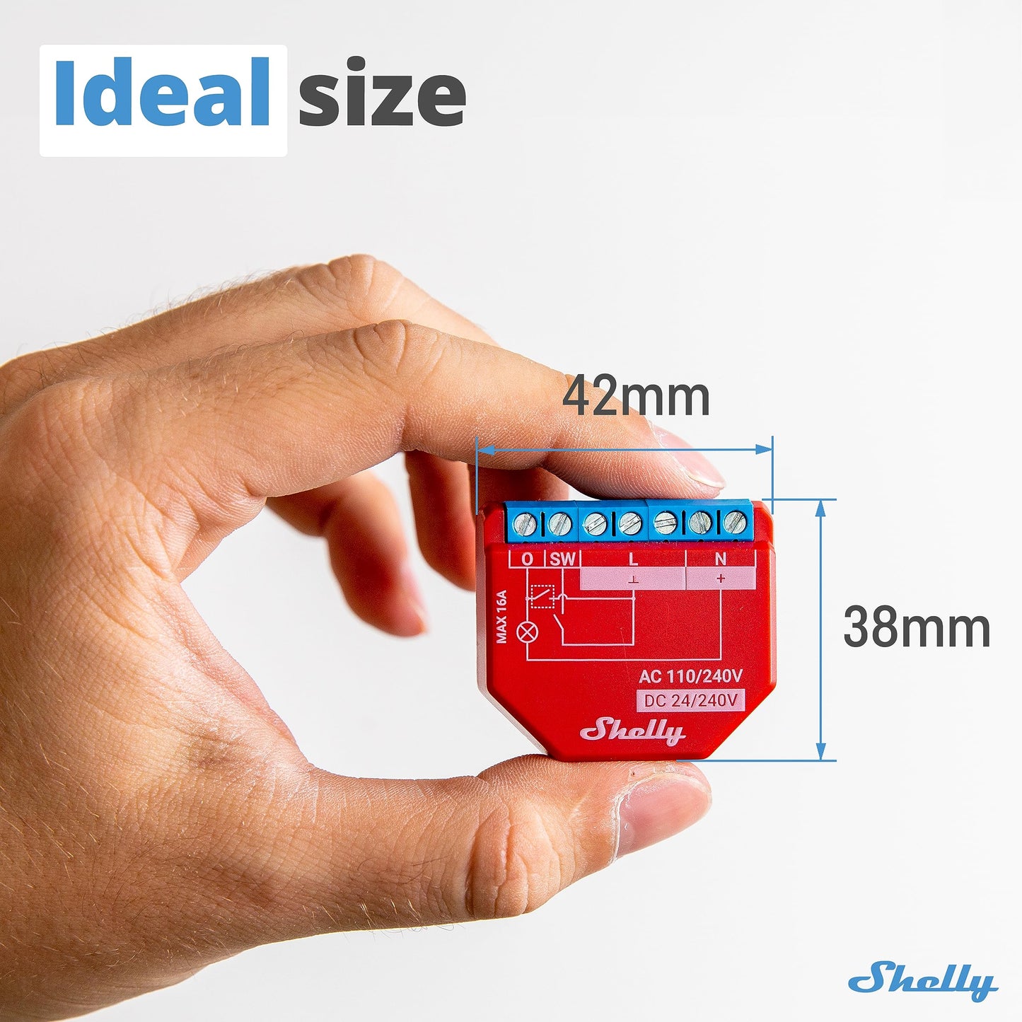 Shelly Plus 1PM, Interruttore a Relè Wi-Fi e Bluetooth con Misuratore di Potenza, Domotica, Alexa e Google Home, iOS e Android, Non è Necessario un Hub, Controllo Remoto delle Luci