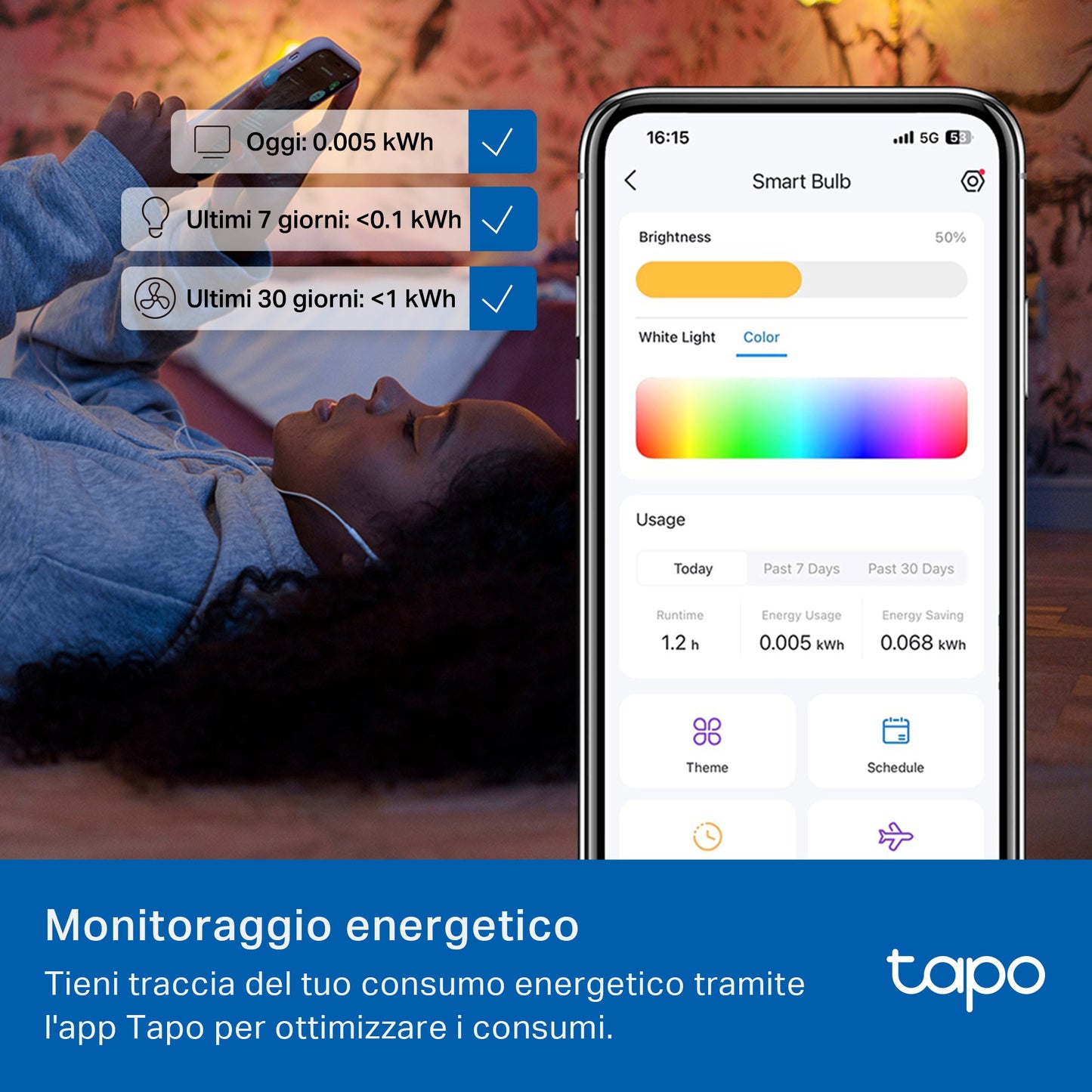 Tapo L430C Lampadina Smart Wi-Fi E14, Multicolore e Dimmerabile, Controllo Vocale con Alexa/Google