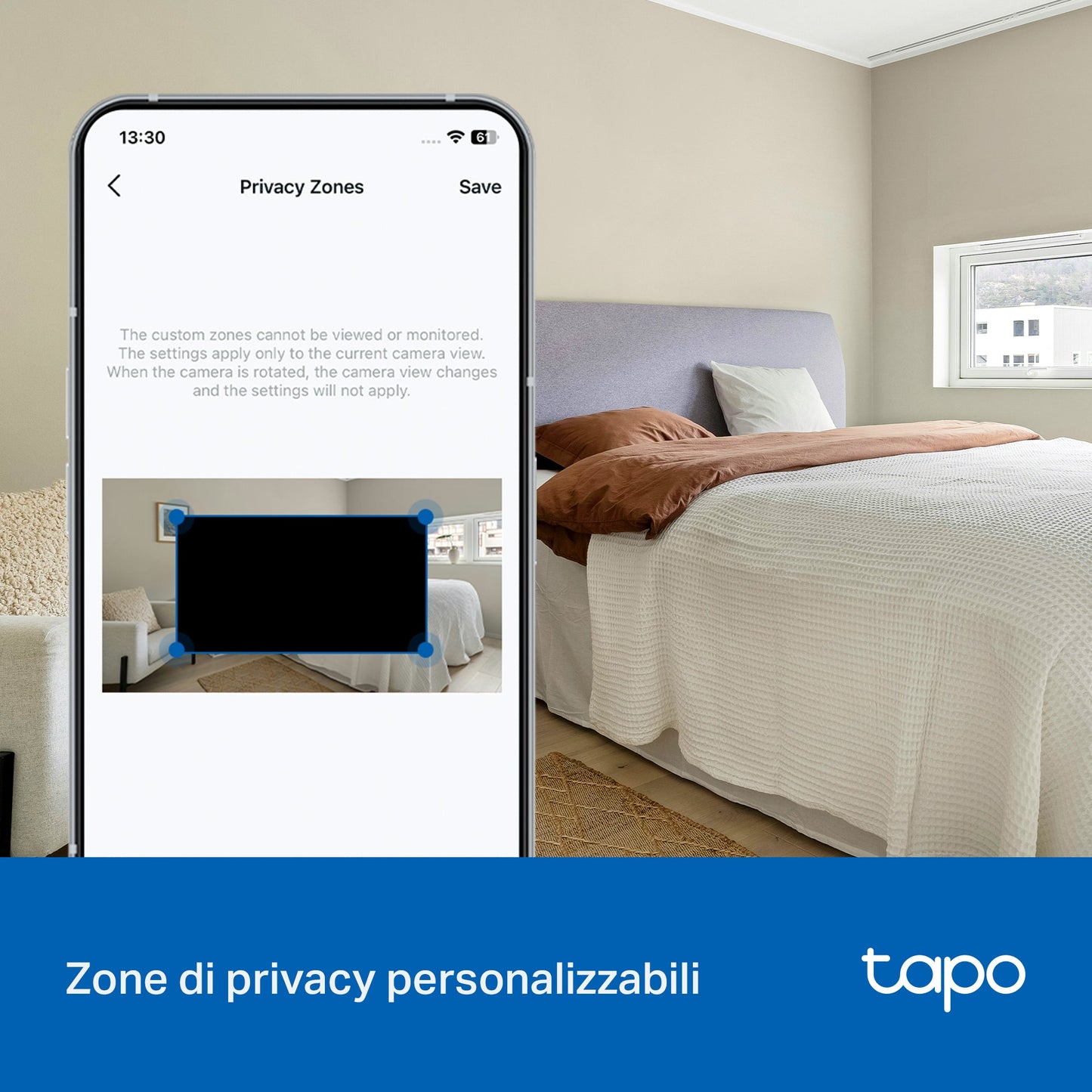 Tapo C206 Telecamera Wi-Fi Esterno/Interno 1080P FHD, 360° Visuale, Visione Notturna a Colori, ⚠️Non a batteria