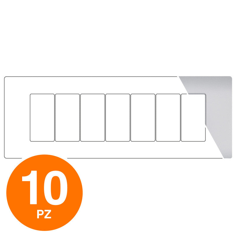 MAPAM Placca Tecnopolimero Sun-T5 7P R9007-9 Silver - Confezione 10pz - mod. R9007-9 - Compatibile con Vimar ARKÉ