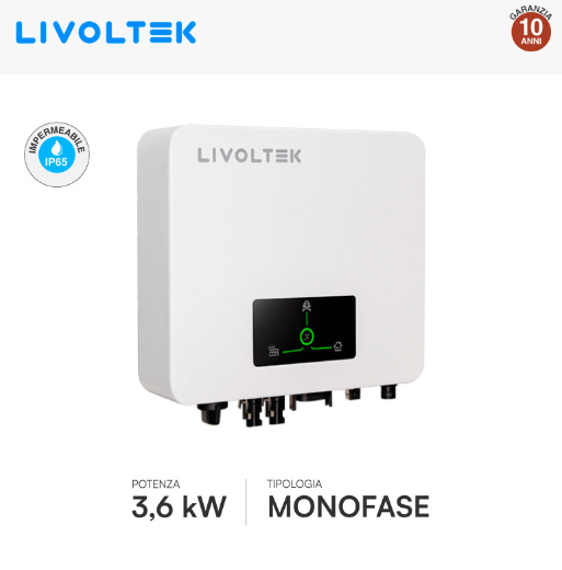 - Promo Ottobre - Kit On-Grid 9 Pannelli Solari V-Tac 410W + Inverter Livoltek Monofase 3,6kW CEI 0-21 + Quadro Elettrico Chint DC/AC 2 Stringhe
