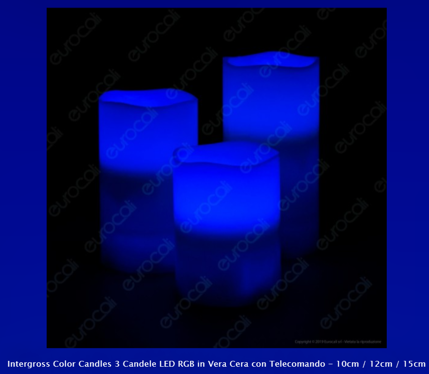 INTERGROSS COLOR CANDLES 3 CANDELE LED RGB IN VERA CERA CON TELECOMANDO - Consegna in 1-5 giorni lavorativi