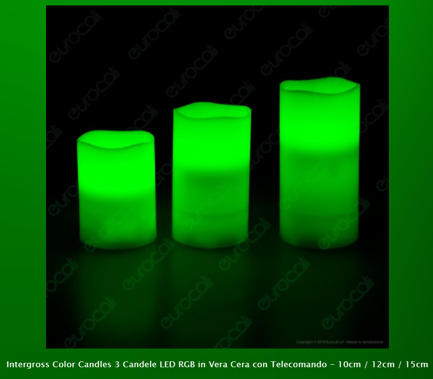 INTERGROSS COLOR CANDLES 3 CANDELE LED RGB IN VERA CERA CON TELECOMANDO - Consegna in 1-5 giorni lavorativi