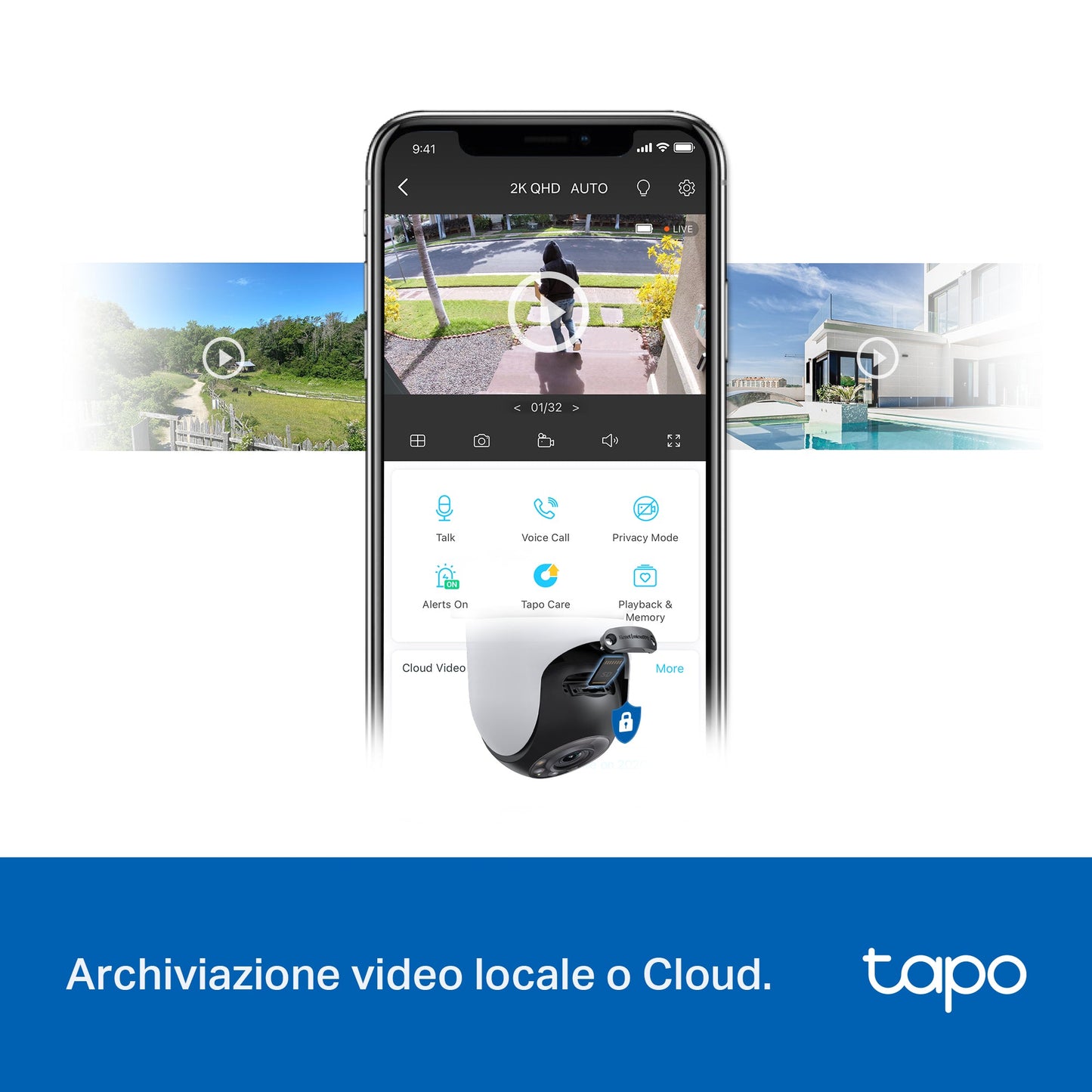 Tapo C520WS Telecamera Wi-Fi Esterno 2K 4MP, 360° Visuale, Visione Notturna a Colori Starlight, Wi-Fi/Ethernet, ⚠️Non a batteria