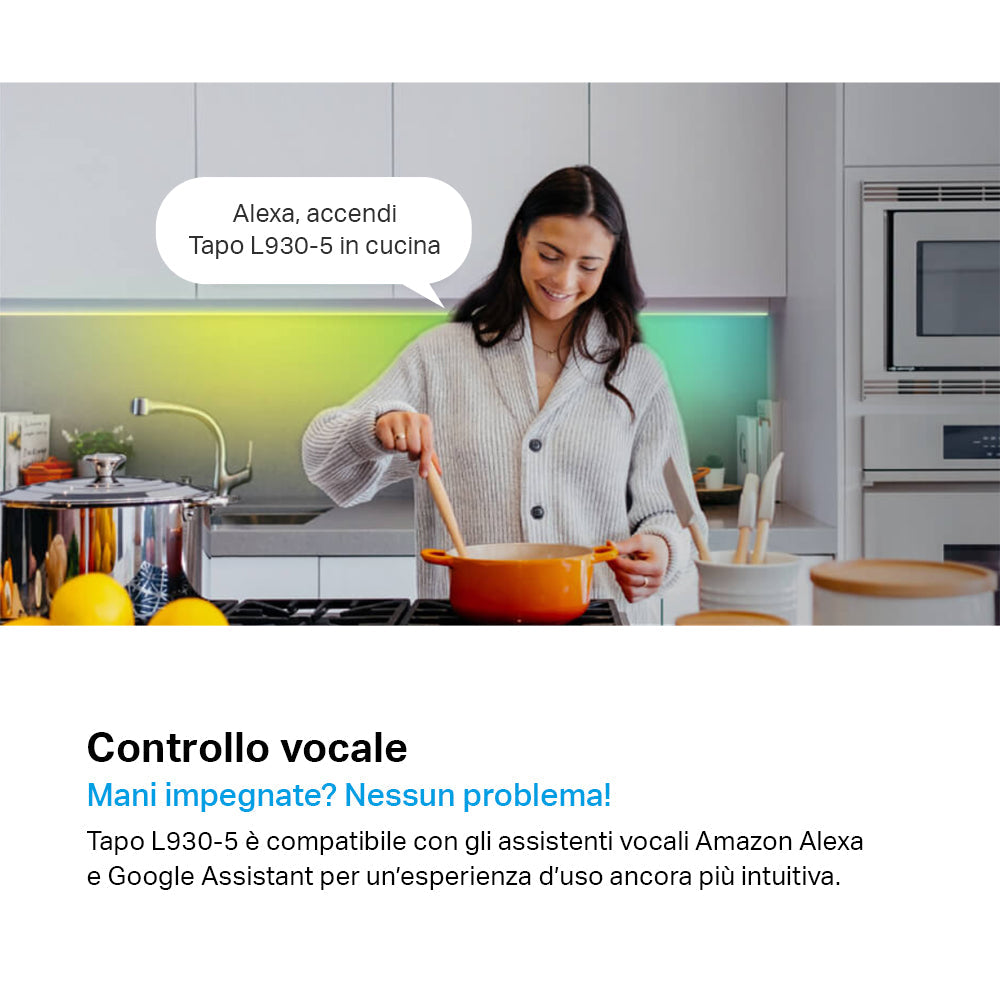 Tapo L930-5 Striscia LED Smart Wi-Fi Multicolore 5m, Extra-Luminosa, Zone Colore, Rivestimento Esterno, Controllo Vocale con Alexa