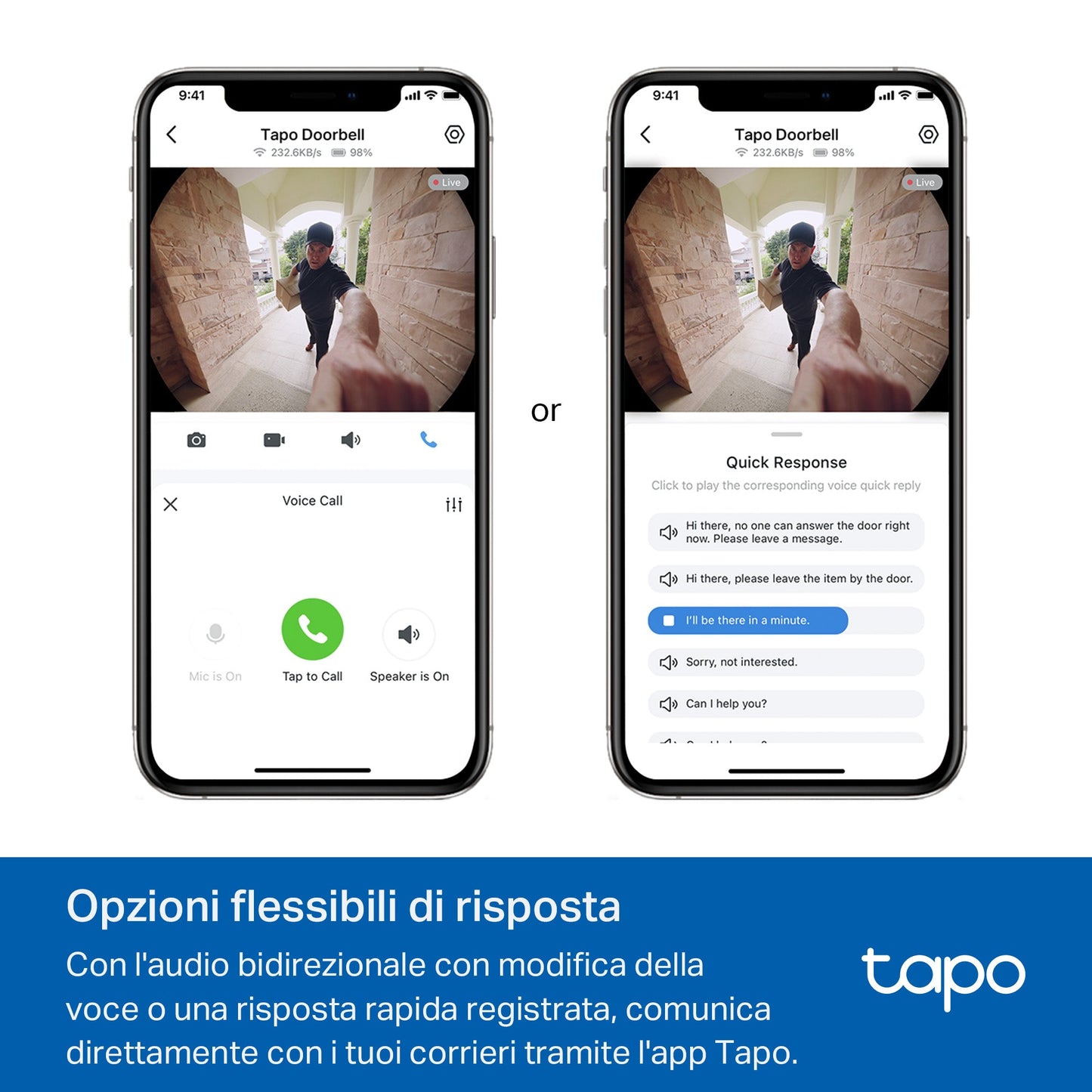 Tapo D235 Video Campanello 2K 5MP, Visione Notturna a Colori, Batteria 10000mAh o Connessione Cablata