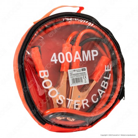CFG Luce Quadra 400Amp Booster Cable 2 Cavi Elettrici con Morsetti Professionali per Batteria Auto 3 Metri - mod. ES037