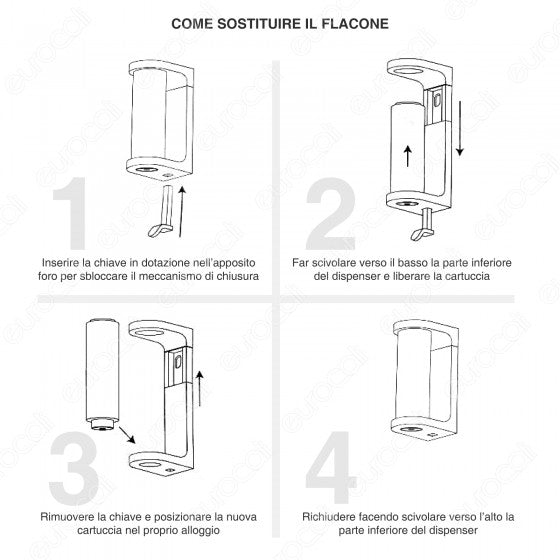 DISPENSER SUPPORTO DA PARETE COLORE BIANCO PER FLACONE RICARICA GEL IGIENIZZANTE MANI DA 300ML - Consegna in 1-5 giorni lavorativi
