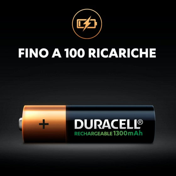 DURACELL RECHARGEABLE 1300MAH PILE HR6 RICARICABILI STILO AA MIGNON 1.2V - BLISTER DA 2 BATTERIE - Consegna in 1-5 giorni lavorativi