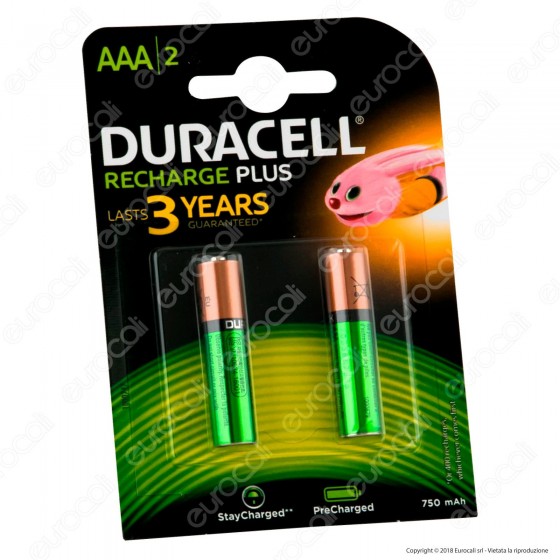 DURACELL VALUE PRECHARGED 750MAH PILE RICARICABILI MINISTILO AAA - BLISTER 2 BATTERIE - Consegna in 1-5 giorni lavorativi
