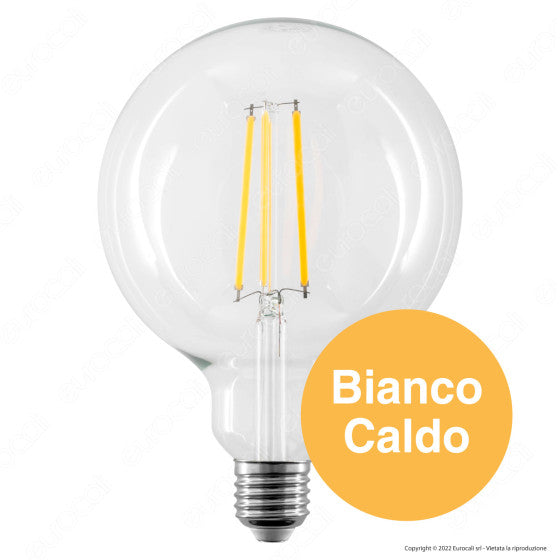 BOT LIGHTING SHOT LAMPADINA LED E27 11W BULB G125 GLOBO FILAMENT VETRO TRASPARENTE DIMMERABILE - MOD. WLD4013X2D / WLD4013X3D
