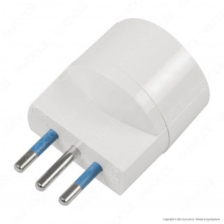 Ecova Adattatore Singolo Spina 10A 2P+T con Presa Schuko + 10A 2P+T Colore Bianco- mod. 33031