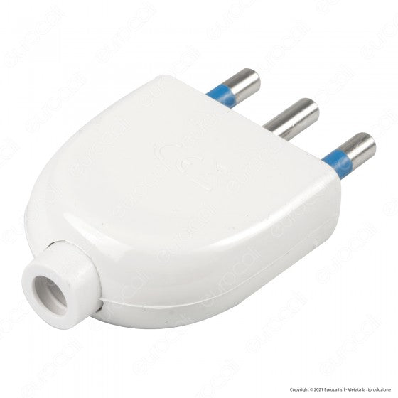 ECOVA SPINA SINGOLA 16A 2P+T CON USCITA CAVO DRITTA COLORE BIANCO - MOD. 33007 - Consegna in 1-5 giorni lavorativi