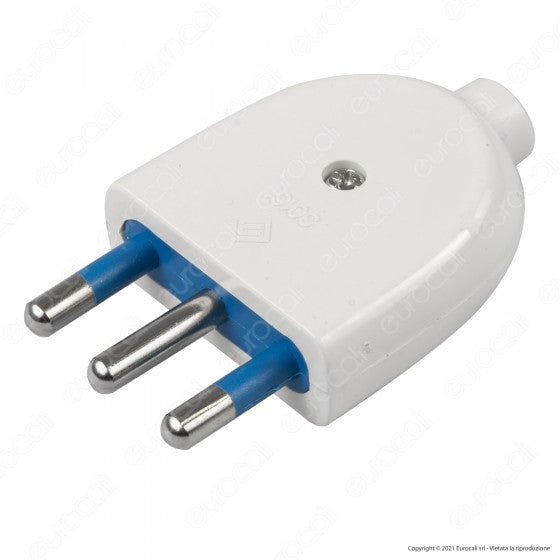 ECOVA SPINA SINGOLA 16A 2P+T CON USCITA CAVO DRITTA COLORE BIANCO - MOD. 33007 - Consegna in 1-5 giorni lavorativi