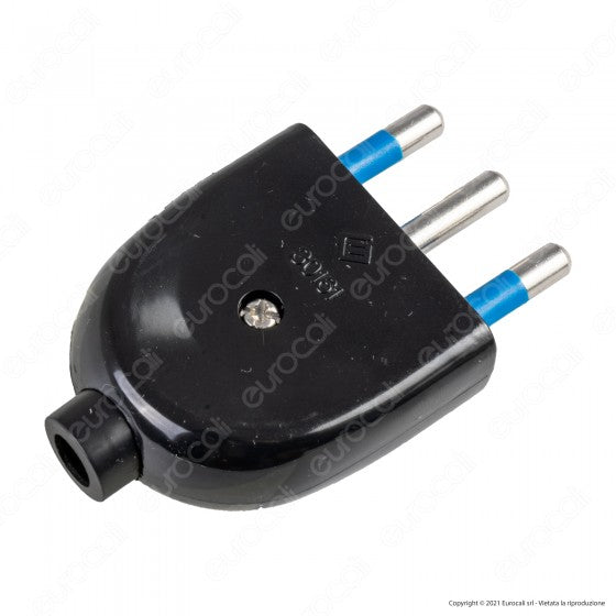ECOVA SPINA SINGOLA 16A 2P+T CON USCITA CAVO DRITTA COLORE NERO - MOD. 33008 - Consegna in 1-5 giorni lavorativi