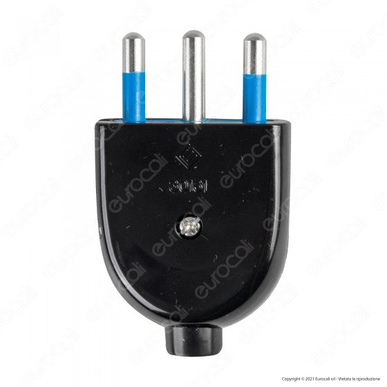 ECOVA SPINA SINGOLA 16A 2P+T CON USCITA CAVO DRITTA COLORE NERO - MOD. 33008 - Consegna in 1-5 giorni lavorativi