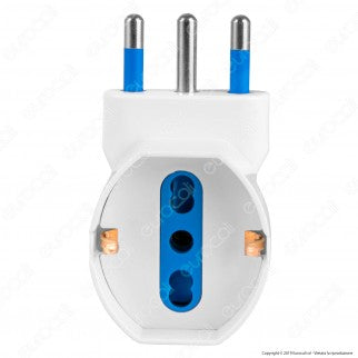 FAI Adattatore Singolo Salvaspazio Schuko Colore Bianco Spina 16A - per Interno - mod. 8113