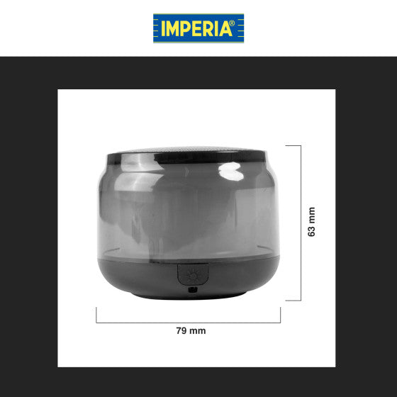 IMPERIA SPEAKER BLUETOOTH 5W CASSA ALTOPARLANTE PORTATILE CON 15 LUCI LED MULTICOLORE - MOD. 900840 - Consegna in 1-5 giorni lavorativi
