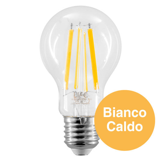 LIFE LAMPADINA LED E27 11W BULB A60 GOCCIA FILAMENT DIMMERABILE IN VETRO TRASPARENTE - MOD. 39.922165CD30 - Consegna in 1-5 giorni lavorativi