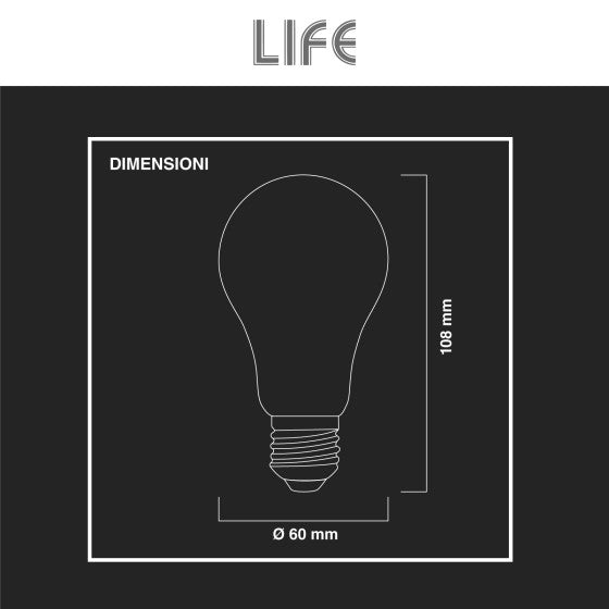 LIFE LAMPADINA LED E27 11W BULB A60 GOCCIA FILAMENT DIMMERABILE IN VETRO TRASPARENTE - MOD. 39.922165CD30 - Consegna in 1-5 giorni lavorativi