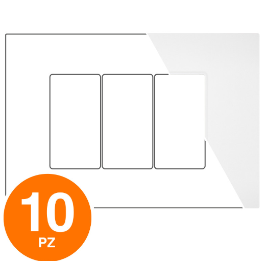 MAPAM Placca Tecnopolimero Sun-T5 3P R9003-1 Bianco - Confezione 10pz - mod. R9003-1 - Compatibile con Vimar ARKÉ