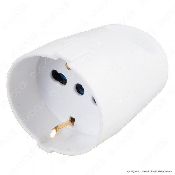 ECOVA PRESA SINGOLA SCHUKO + 10/16A 2P+T CON USCITA CAVO DRITTA COLORE BIANCO - MOD. 33019 - Consegna in 1-5 giorni lavorativi