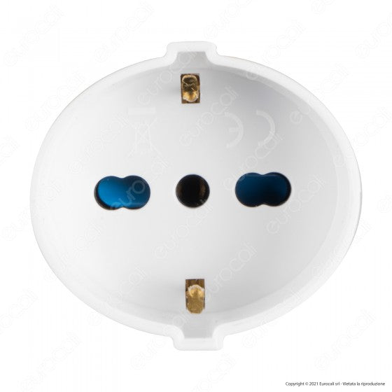ECOVA PRESA SINGOLA SCHUKO + 10/16A 2P+T CON USCITA CAVO DRITTA COLORE BIANCO - MOD. 33019 - Consegna in 1-5 giorni lavorativi