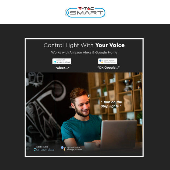 V-TAC SMART VT-5050 KIT STRISCIA LED FLESSIBILE 75W RGB+W 12V IP65 ALIMENTATORE CONTROLLER TELECOMANDO - BOBINA DA 5M - SKU 2910 - Consegna in 1-5 giorni lavorativi