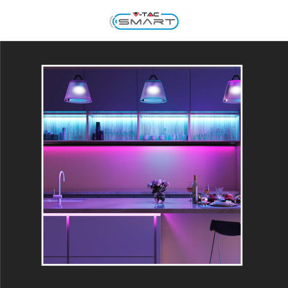 V-TAC SMART VT-5050 KIT STRISCIA LED FLESSIBILE 75W RGB+W 12V IP65 ALIMENTATORE CONTROLLER TELECOMANDO - BOBINA DA 5M - SKU 2910 - Consegna in 1-5 giorni lavorativi