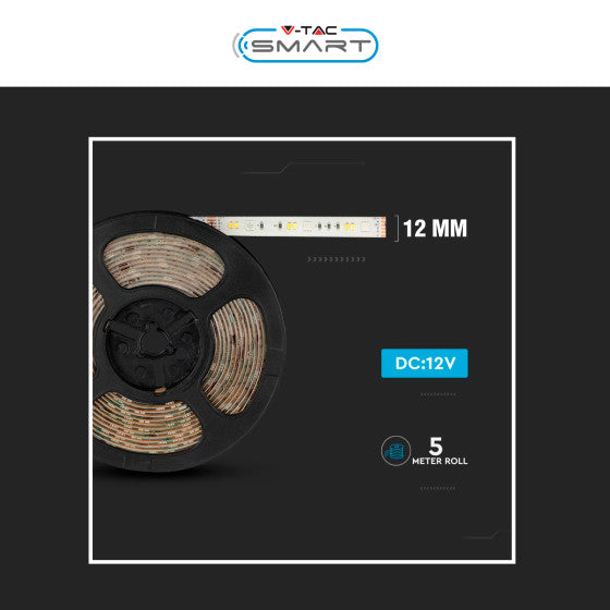 V-TAC SMART VT-5050 KIT STRISCIA LED FLESSIBILE 75W RGB+W 12V IP65 ALIMENTATORE CONTROLLER TELECOMANDO - BOBINA DA 5M - SKU 2910 - Consegna in 1-5 giorni lavorativi